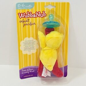 Wubbanub Infant Pacifier Yellow Duck 0-6 Months Plush Brand New Sealed